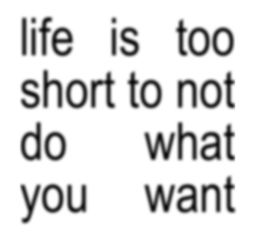 Text reading: 'life is too short to not do what you want'.